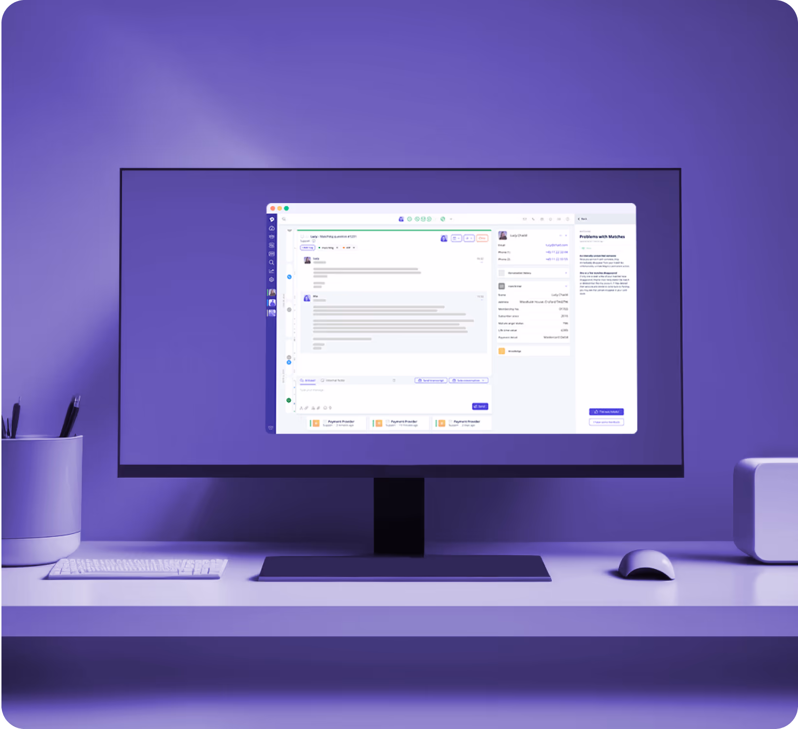 Dixa unified agent workspace showing calls, email and chat in one queue
